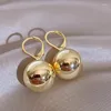 Dangle Earrings Gold Color Metal Ball Pendant 2024 Simple Design Jewelry For Women's Korean Fashion Accessories Girls Delicate