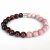 Bransoletki MG1690 Wysoka jakość Strzela Bransoletka Zodiaku 8 mm Tiger Oko Rhodonite Energy Energy Mala Natural Clackstone Jewelry