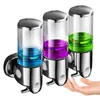 Dispenser voor vloeibare zeep 3-kamer handdesinfecterend middel Muurhanger Druk op Home Douchegel Shampoo Box Mount Container