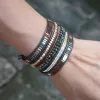 Armband Bohemiska handgjorda 5 gånger Crystal Chain Wraps Bead Stone Uttalande Armbandsmycken
