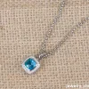 Collier de pendentif en cristal carré concepteur pour femmes colliers en argent plaqué en acier inoxydable