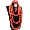 Dudo Women African Coral Jewellery Set Big Design Nigerian Beadsネックレスセット花嫁3レイヤー2024