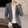 Men's Suits 2024 Foreign Trade Coat Single-breasted Slim Plaid Business Casual Professional Fashion Gentleman's Suit Banquet