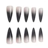 False Nails 24 PCS/Box Long Stiletto Nail Tips Gradient Black Wear fl.