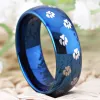 Bands New Fashion Wedding Band Engagement Ring Women Girl Cute Simple Blue Tungsten Carbide Cat Dog Foot Paw Prints Rings Party Ring