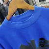 Herr t-shirts blå rent bomullshus med fel ögonskum tryck lös casual mens and womens t-shirt j240221