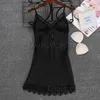 Kvinnors sömnkläder Kvinnor Svart Sexig tvådelar Nightrown Sexig trådlös Rimless Pyjamas Lace Nightdress Silk Underwear Women Sleepwear 2023 T240221