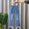 Dżinsy dziecięce dżinsowe spodnie na 2024 nowe wiosenne ubrania dla rozkloszowanych spodni Baby Girl swobodne spodnie na 3-10 lat dziewczęta Kowbojowe spodnie
