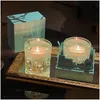 Дизайнер ароматических свечей Синяя подарочная коробка для ароматерапии для спальни Гостиная Комнатная атмосфера Ночное предложение Романтическое сияние Limited Dh6Fp