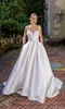 New Designer Satin A Line Wedding Dresses Spaghetti Straps Simple Modern White Bridal Gowns Chic Beading Sexy Backless Bride Women Marriage Robes de Mariee CL3311