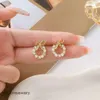 Plated 925 Silver Luxury Brand Designers Letters Stud Geometric Famous Women Round Crystal Rhinestone Earring Wedding Perty Jewerlry Circular Diamond ER0056