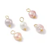 Back 1 Pack Natural Odled Freshwater Pearl Charms med Golden/Platinum Color Ball Head Pin för örhänge Halsband DIY -smycken