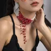 Collar de cristal con borlas de perlas de diseñador para mujeres en Europa y América, accesorios de fotografía, vacaciones y viajes de celebridades de Internet modernos y personalizados