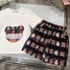 Kinderen T-shirt shorts met korte mouwen katoenen set 2023 Zomer Nieuwe Westerse Mode Pioneer Jongens en Meisjes Set Trend