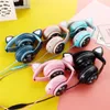 Oreilles de chat émettant de la lumière LED, Double carte Micro son, casque de jeu vidéo USB Esports, écouteurs d'apprentissage, casque filaire