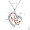 Pendant Necklaces Fashion 7 Style Heart With Zircon Mom Love Charm Necklace Family Jewelry Mother Pendant Word Gifts Wholesa Dhgarden Dhfah