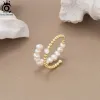 Ringar Orsa Jewels Bohemian 925 Sterling Silver Freshwater Pearl Rings for Women Justerbar Pearl CZ Open Rings Anniversary Gift GPR12