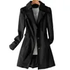 Women's Trench Coats Casual Slim Fitting Top Coat Fit Solid Color Belted Waist For Daily Life Work Shopping