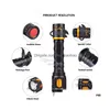 Flashlights Torches Powerf Rechargeable Xml T6 Led Tactical Flashlight Torch With 4 Attack Heads Sos Alarm Safety Hammer Self Defens Dhnlz