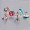 Stud 1 paires 16 couleurs boucles d'oreilles rondes mignonnes pour femmes en acier inoxydable Colorf Drusy résine cluster bijoux de mode goutte D Dhgarden Dhnis