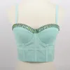 Canotte da donna 5 colori Canotta da donna con reggiseno incorporato Bustier in cristallo Corsetto Crop Top Traspirante Kwaii Hook Eye Top estivi di alta qualità