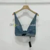 T-Shirt à strass brillant pour femme, gilet en Denim, haut court, Sexy, débardeur de fête, col en V, soutien-gorge