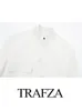 TRAFZA женская элегантная белая куртка-бомбер с передними карманами и длинными рукавами на пуговицах, осенняя женская повседневная куртка, уличная одежда, топ 240219