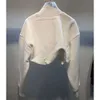 Hoodies femininos moda clássico na moda design carta bordado solto curto alto pescoço manga longa camisola esportiva camisa superior mulher bawei963