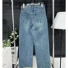 Novo 24ss designer jeans verão cintura alta calças jeans marca de moda c impressão feminina em linha reta calças jeans