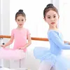 Palco desgaste crianças meninas ballet collants com saia tutu ginástica lago cisne traje manga longa algodão dança bodysuits tule contornado