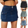 Skirts Womens Short Skirt Work Button Half Denim with Pockets Skirtt-shirts Fashion Printed t Shirt 2024