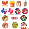 Sko delar tillbehör 50 st/set Texas Series CLOG CHARMS 2D Soft Plastic Cartoon Shoe Accessories Decorations CLOG PINS Knappar Cha Dhu65