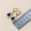 Strängar guldfärg afrikanska smycken set med blått sten vatten droppe kvinnliga armband kvinnor tillbehör halsband och örhängen gratis frakt