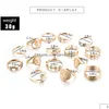 Bagues de cluster Bague de couronne de main d'or Ensembles de bijoux Diamant Stacking Midi Anneaux pour femmes Mode Drop Livraison Bijoux Bague Dhq0P