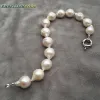 Bracles Taille normale Couleur blanche Baroque Pearles Bracelet Tissue Nucleated Flame Ball Forme de Pier