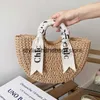 Beach Bags Casual Vacation Beac Soulder Leer Silk Scarf Portable Straw Woven Bag Versatile Semi Circular Women S Raan H24221