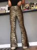 Pantalon femme taille haute imprimé léopard leggings évasés 2024 automne hiver femmes mode sexy pantalon moulant club