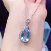 Colgantes elegantes ovales marina azul cristalina escena de aguamarina diamantes collares colgantes para mujeres 18 k de oro blanco relleno de oro s925 regalos