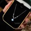 Necklaces 925 Sterling Silver Inlay White Zircon Imitation Moonstone Heart Pendant Necklace for Women Girl Light Luxury Party Jewelry