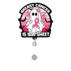 5 pz/lotto Nuovo Design Personalizzato Accessori per la Consapevolezza del Cancro Al Seno Acrilico Nastri Rosa Badge Reel Zucca di Halloween Fantasma Distintivo