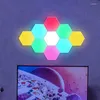 Luzes noturnas hexágono parede rgb lâmpada inteligente sincronização de música ambiente para feliz aniversário quarto gamer decoração de computador