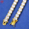 Hiphop Diamond White/Yellow Gold Plated S Sterling Sier Moissanite Tennis Necklace