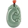 Pendants Retro Natural Green Jadeite Carved Charm Dragon RuYi Lucky Pendant Amulet Necklace Certificate Luxury Jade Vintage Gift Jewelry