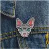 Pins, Broches Nova Chegada Cinza Liga Dos Desenhos Animados Lynx Gato Broche Camisa Denim Collar Animal Pin Broches Para Mulheres Badge Backpa Dhgarden Dhjxp