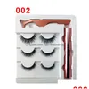 False Eyelashes 3 Pairs Magnetic Eyelashes False Lashes Addliquid Eyeliner Addtweezer Eye Makeup Set 3D Magnet Natural Reusable No Glu Dh4Kl