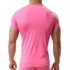 Herenpakken A2245 Man Hemd Ijs Zijde T-shirts Mannelijke Nylon V-hals Korte Mouwen Tops Ultradunne Cool nachtkleding