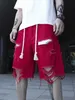 Men's Shorts Mens summer street style tear dye design denim shorts with high elasticity and comfortable knee length J240221
