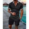 Heren Trainingspakken Heren 2-delige set Shirt Shorts Mode Casual pak Zomer Est Rits Revers T-shirt Tops Man Korte mouwen Outfits M-7Xlm Heren Bawei963