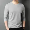 Camiseta masculina de manga comprida, camiseta slim masculina jovem sólida outono tops camisa o-pescoço para meninos masculinos camiseta 240221