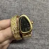 Women's watch, 32mm, stainless steel gold diamond strap, serpentine, imported quartz movement, spring strap, small bracelet